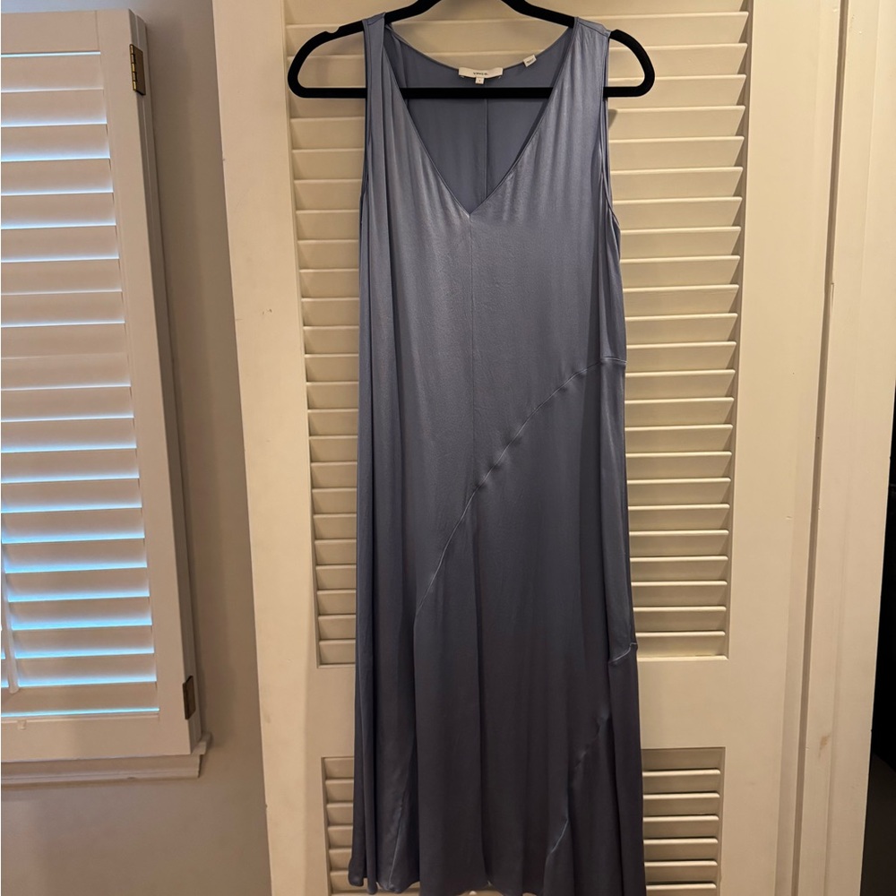 Vince 100% silk dark silver slip dress
